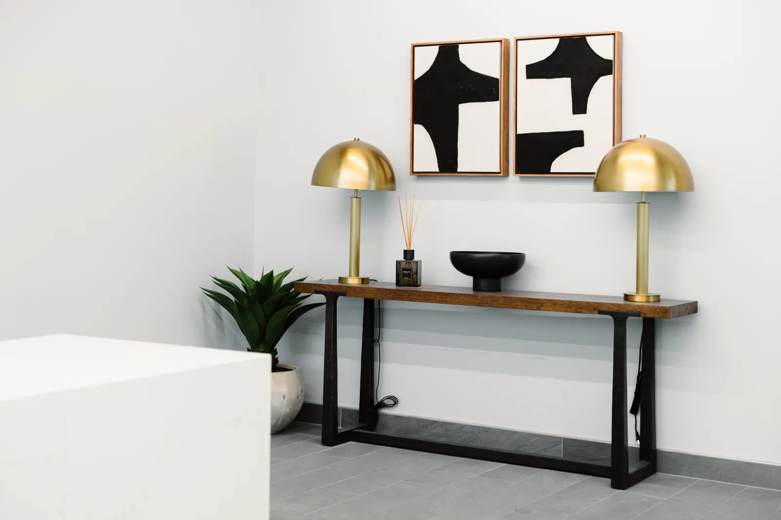 office space clean gray and white