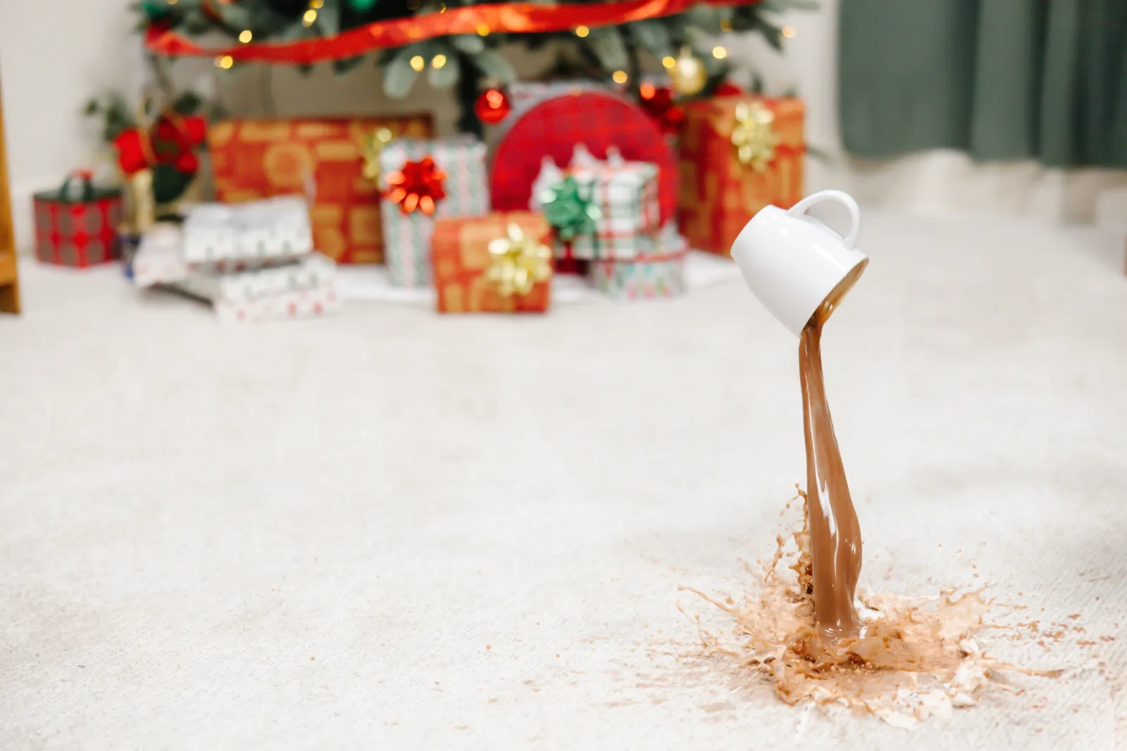 hot chocolate spill on white carpet